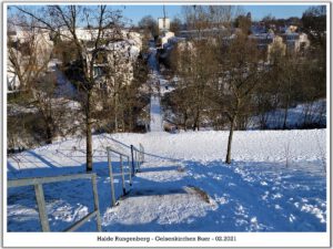 Winter auf der Halde Rungenberg in Gelsenkirchen Buer im Februar 2021