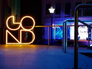 Lichtkunst " Goldstücke" in Gelsenkirchen-Buer im Oktober 2020