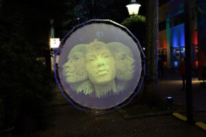 Lichtkunst " Goldstücke" in Gelsenkirchen-Buer im Oktober 2020