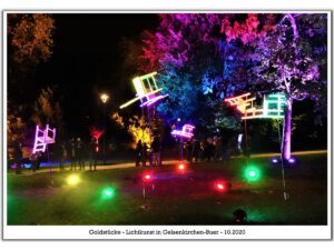 Lichtkunst Gelsenkirchen-Buer 16 Lichtkunst " Goldstücke" in Gelsenkirchen-Buer im Oktober 2020
