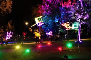 Lichtkunst " Goldstücke" in Gelsenkirchen-Buer im Oktober 2020