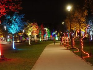 Lichtkunst " Goldstücke" in Gelsenkirchen-Buer im Oktober 2020