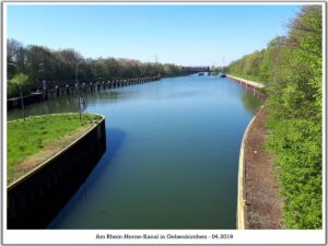 Der Rhein-Herne-Kanal bei Gelsenkirchen im April 2019