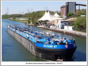 Der Rhein-Herne-Kanal bei Gelsenkirchen im April 2019