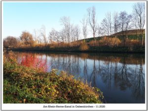 Der Rhein-Herne-Kanal bei Gelsenkirchen im November 2020