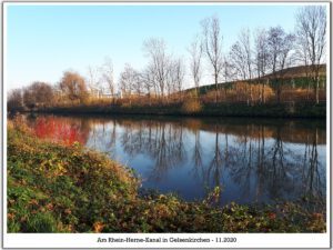 Der Rhein-Herne-Kanal bei Gelsenkirchen im November 2020