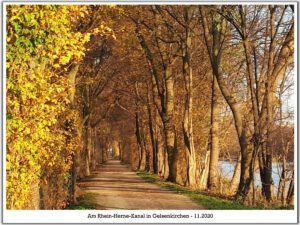 Der Rhein-Herne-Kanal bei Gelsenkirchen im November 2020