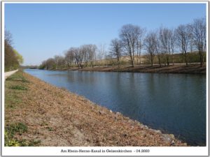 Der Rhein-Herne-Kanal bei Gelsenkirchen im April 2020