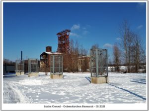 Winterbilder der Zeche Consolidation in Gelsenkirchen Bismarck im Februar 2021