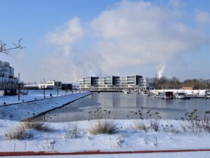 Winter im Stölting Harbor in Gelsenkirchen Bismarck im Februar 2021
