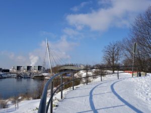 Winter im Stölting Harbor in Gelsenkirchen Bismarck im Februar 2021