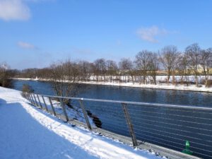 Winter im Stölting Harbor in Gelsenkirchen Bismarck im Februar 2021