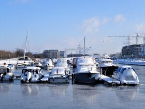 Winter im Stölting Harbor in Gelsenkirchen Bismarck im Februar 2021