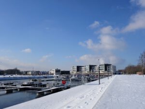 Winter im Stölting Harbor in Gelsenkirchen Bismarck im Februar 2021