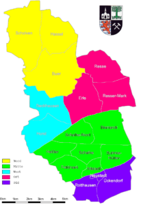 Karte Gelsenkirchen Stadtbezirke Von User Marc_Schuelper erstelle Karte von Gelsenkirchen mit von mir farblich markierten Stadtbezirken.